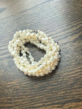 SILPADA Bracelets B1601 GODDESS 7 Fresh Water Pearl 925 Sterling Silver Stretch